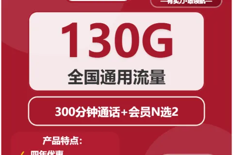 中国联通德宝卡29元包130G通用+300分钟+双会员套餐概括