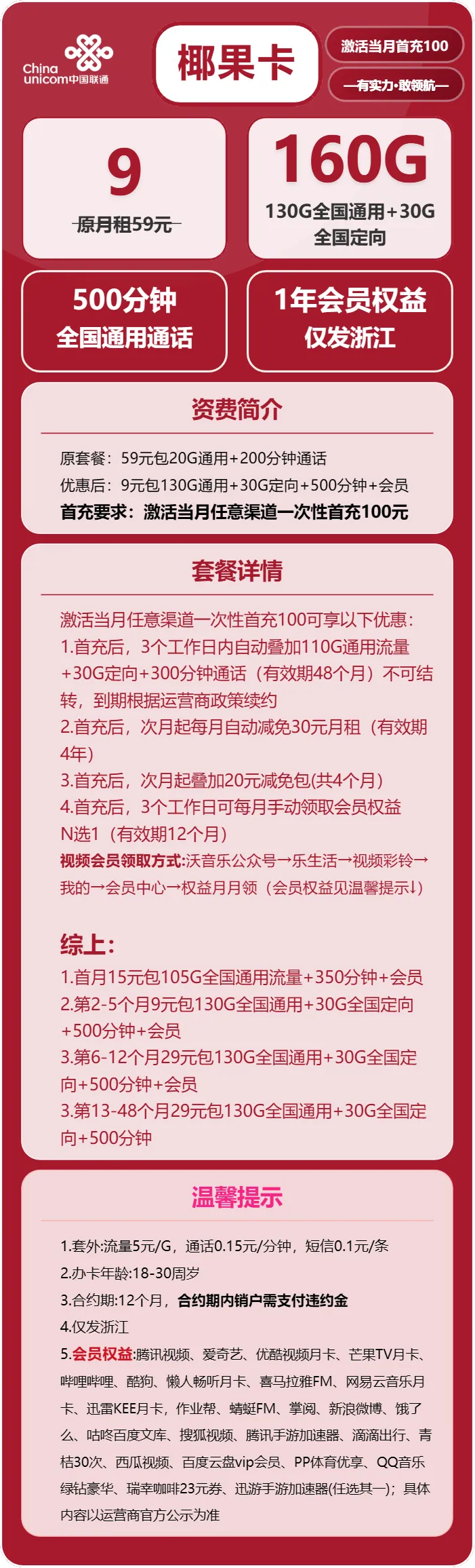 联通椰果卡