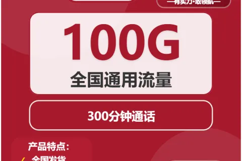 中国联通渔船卡19元包100G通用+300分钟套餐概括