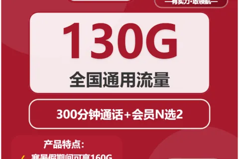 中国联通竹叶卡29元包130G通用+300分钟+双会员套餐概括