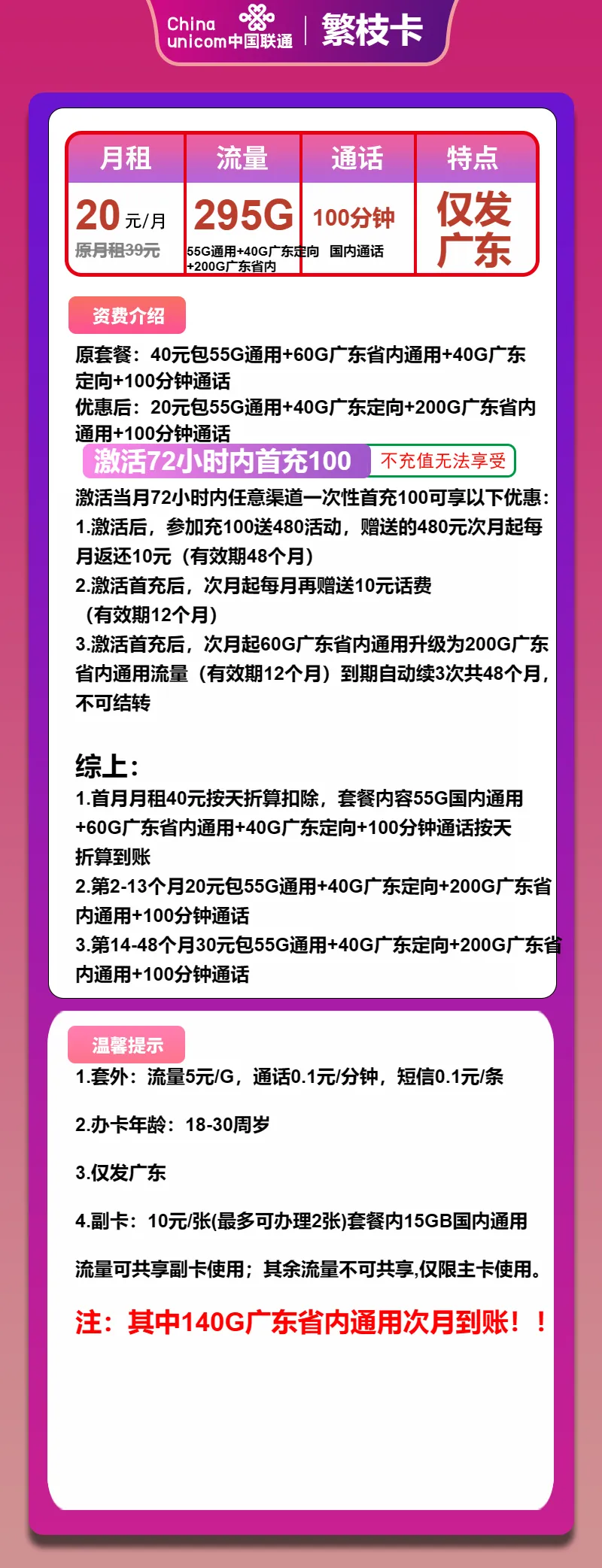 联通繁枝卡