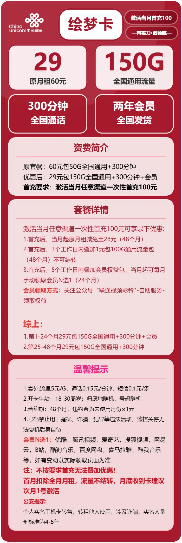 联通绘梦卡
