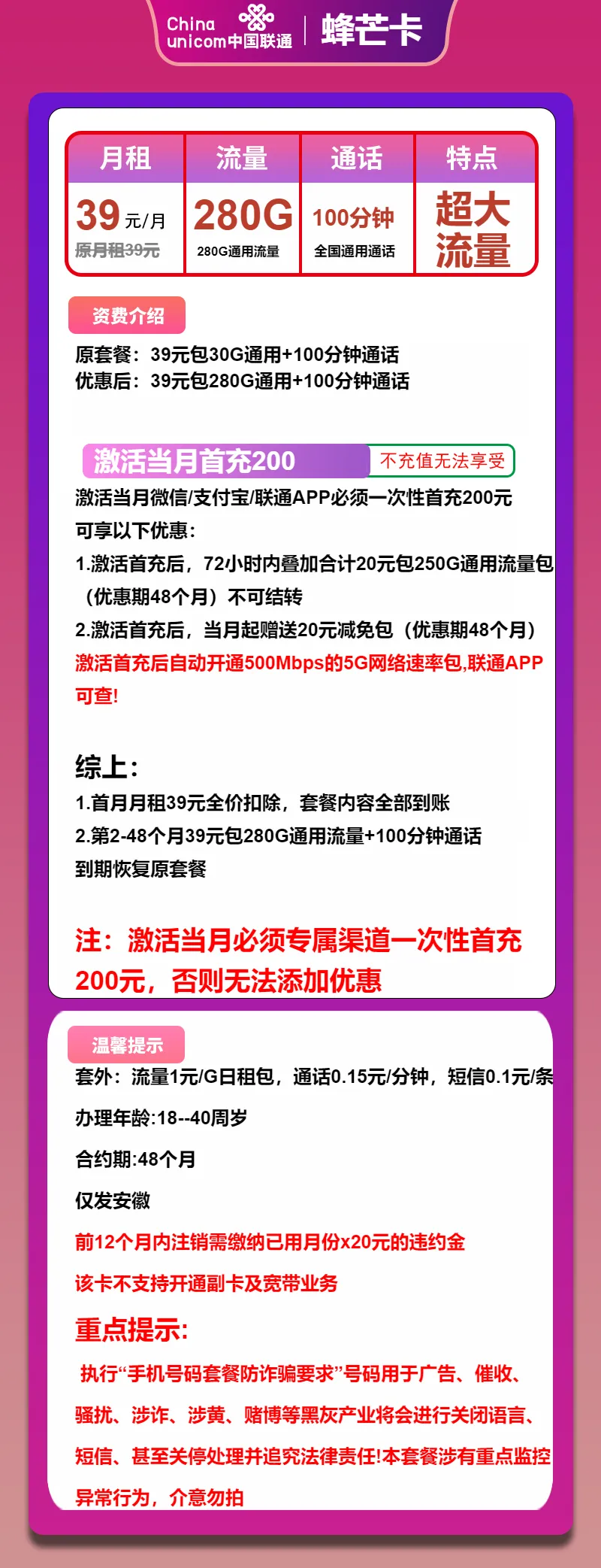 联通蜂芒卡