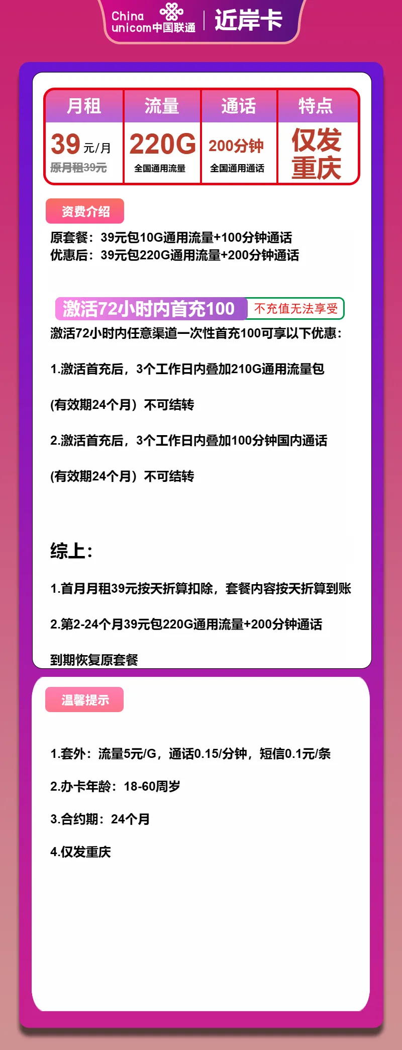 联通近岸卡