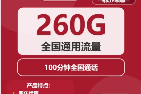中国联通逐浪卡29元包260G通用+100分钟套餐概括
