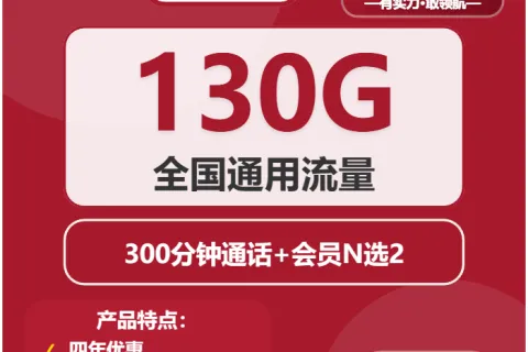 中国联通青笋卡29元包130G通用+300分钟+双会员套餐概括
