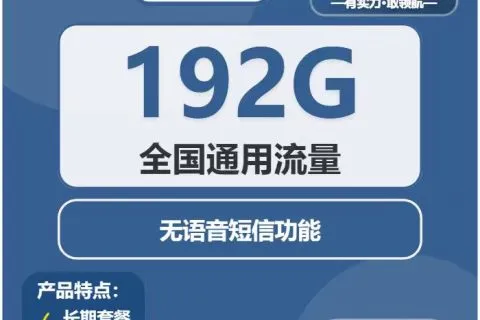 中国广电炫光卡29元包192G通用+无语音功能套餐概括