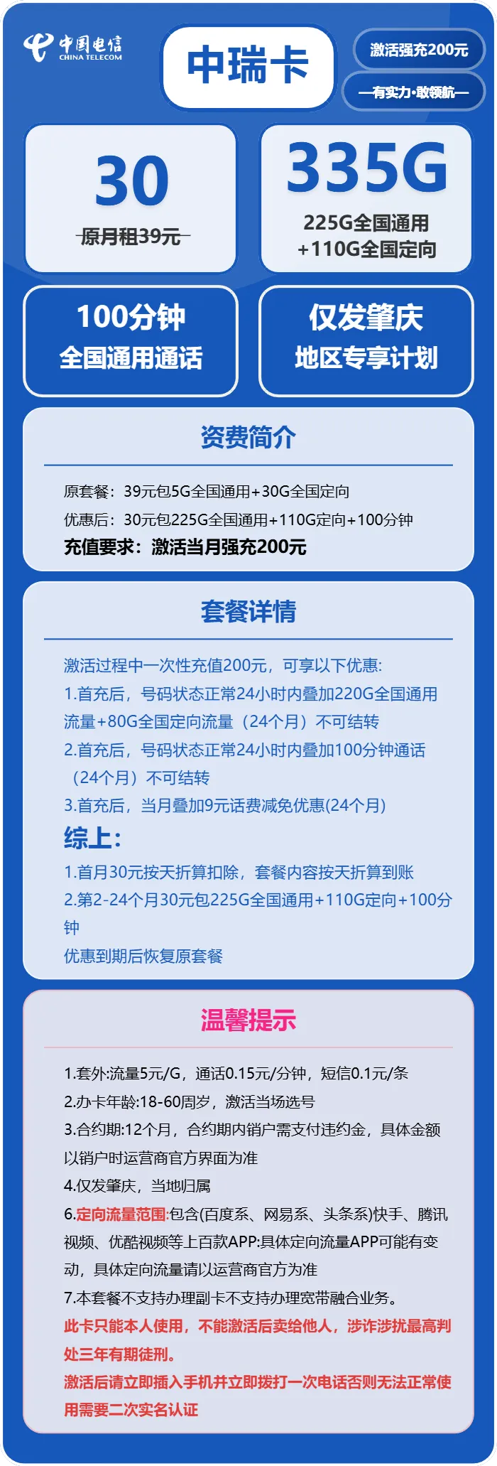 电信中瑞卡