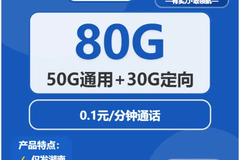 中国电信湘享卡29元包50G通用+30G定向+通话0.1元/分钟套餐概括