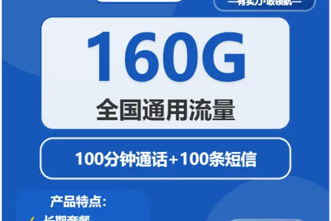 中国电信灰鲸卡29元包160G通用+100分钟套餐概括