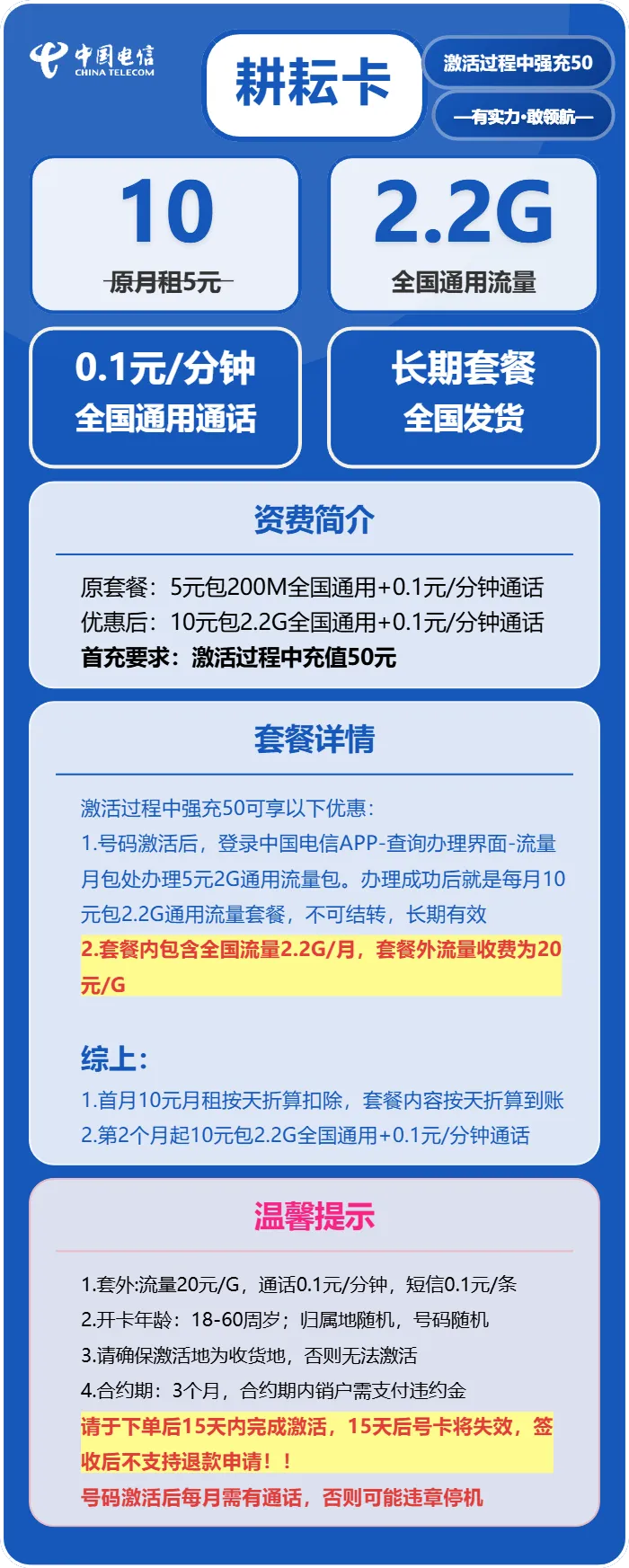 电信耕耘卡