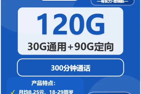 中国电信韶华卡99元包年每月30G通用+90G定向+300分钟套餐概括