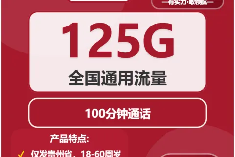 中国联通乐天卡29元包125G通用+100分钟通话套餐概括