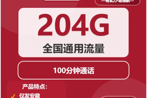 中国联通刺猬卡39元包204G通用+100分钟套餐概括