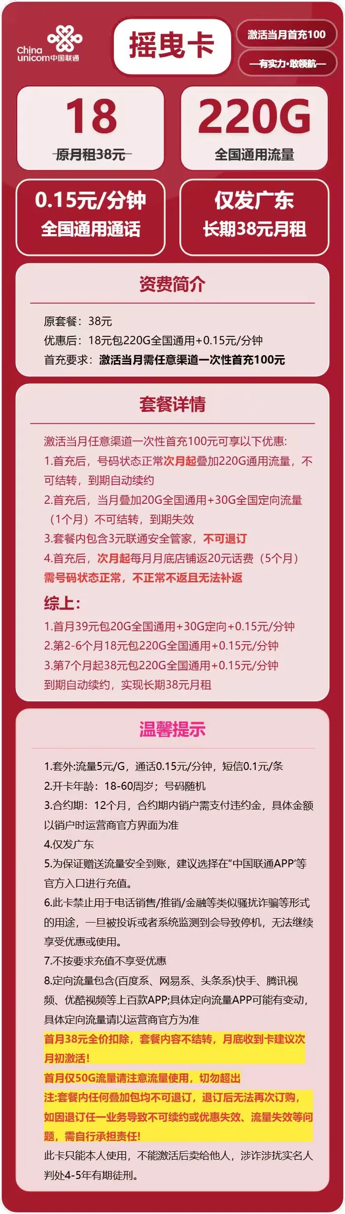 联通摇曳卡