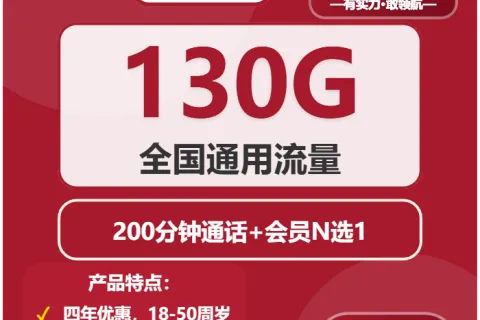 中国联通波波卡29元包130G通用+200分钟+会员套餐概括