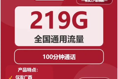 中国联通漓泉卡29元包219G通用+100分钟套餐概括