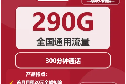 中国联通灵动卡39.2元包290G通用+300分钟套餐概括