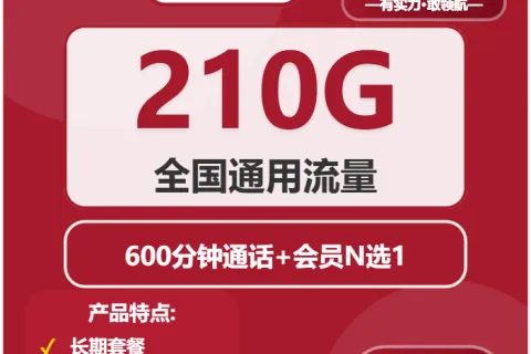 中国联通炊烟卡31元包210G通用+600分钟+会员N选1套餐概括