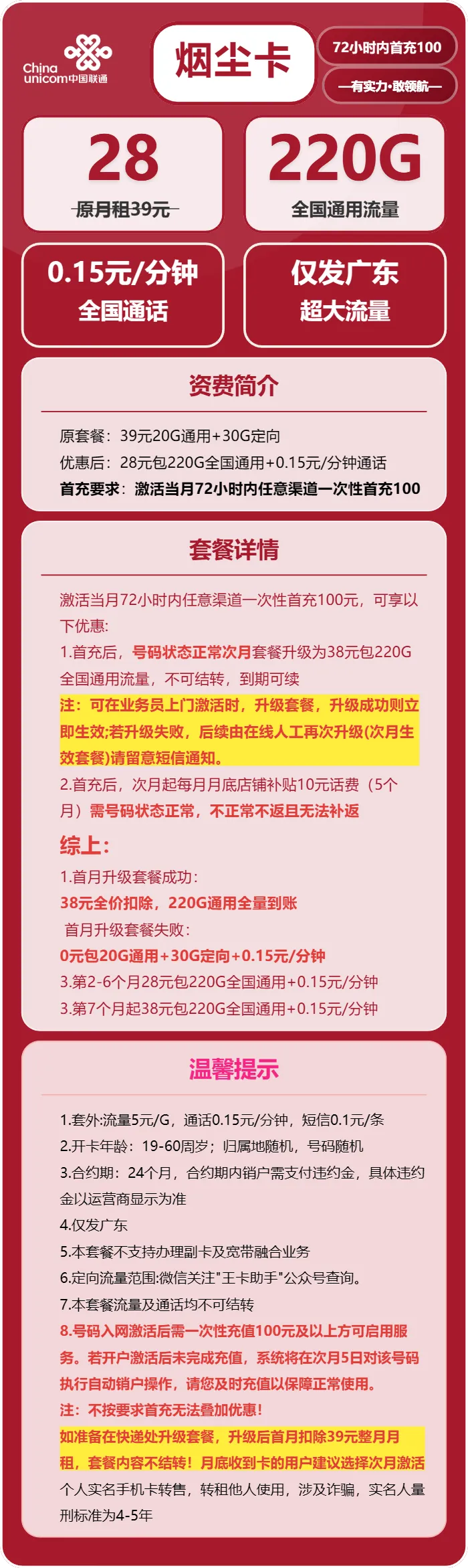 联通烟尘卡