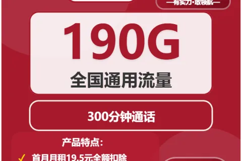 中国联通白银卡29元包190G通用+300分钟套餐概括