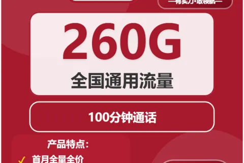 中国联通羚羊卡29元包260G通用+100分钟套餐概括