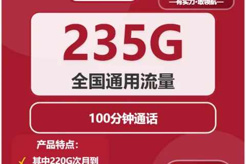 中国联通荣耀卡29元包235G通用+100分钟通话套餐概括