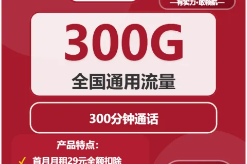 中国联通龙葵卡29元包300G通用+300分钟套餐概括