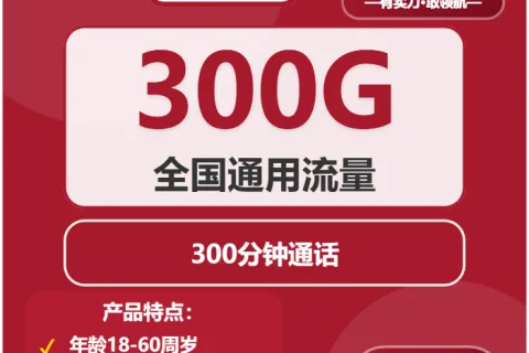 中国联通龙角卡29元包300G通用+300分钟套餐概括